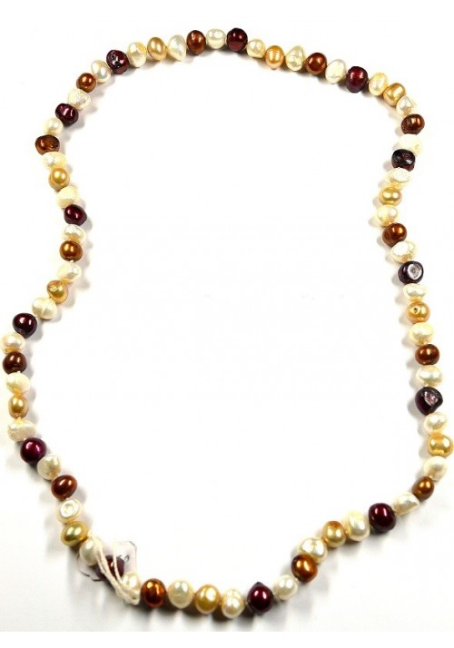 Necklace with cultured coloured pearls